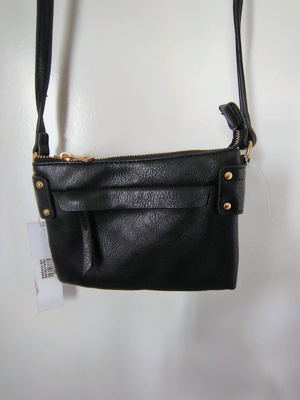 Malibu Skye Black Vegan Leather Triple Section Crossbody Bag Purse - Picture 1 of 4